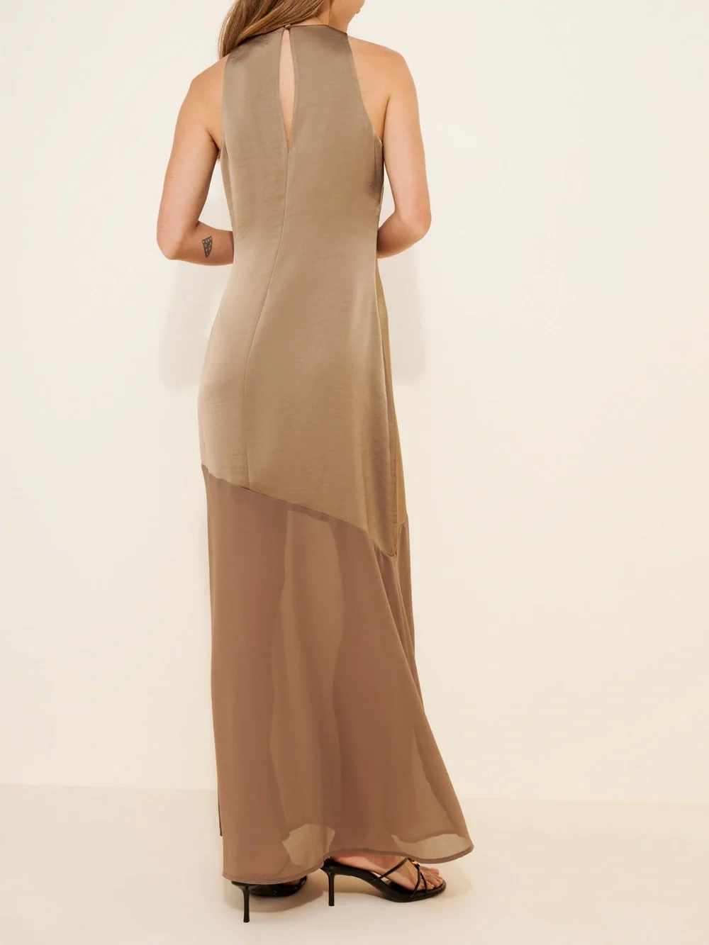 4th & Reckless Katie Maxi Dress Brown Sleeveless Sheer Hem Runs Small XL - Picture 2 of 13